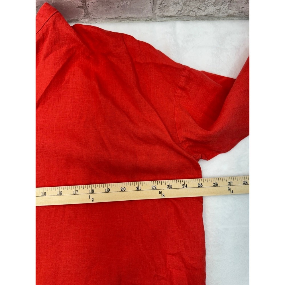 Eileen Fisher Organic‎ Linen Button Front Top Tunic Coral Orange Size Large - Picture 7 of 9